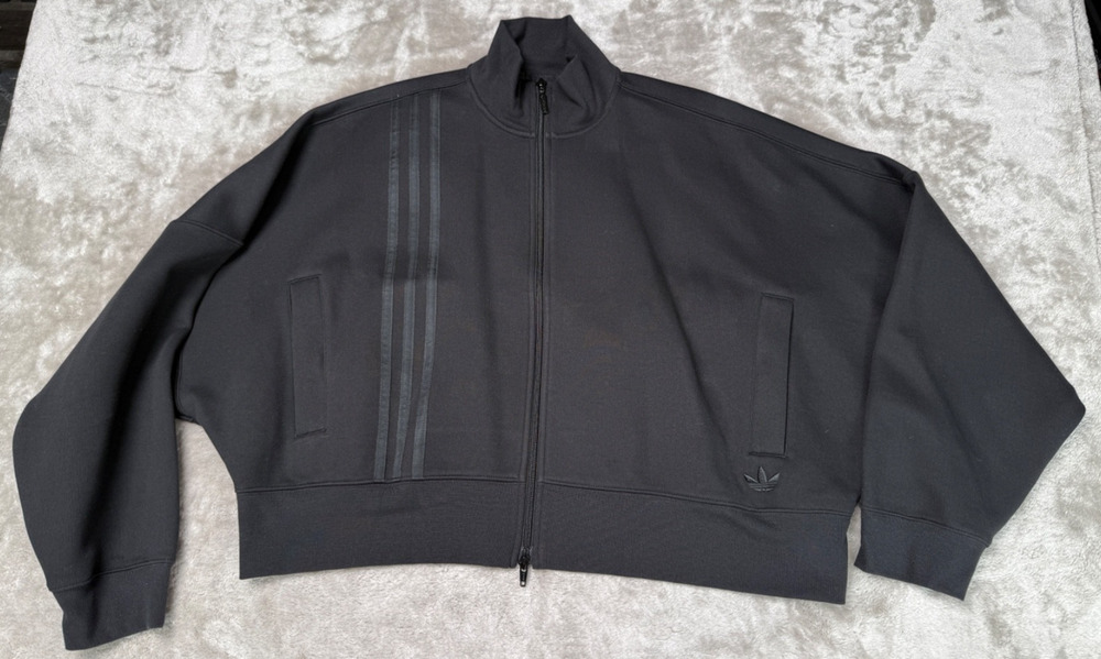 Adidas Originals Black Offset 3 Stripe Full Zip Mock Sweatshirt Womens Size L